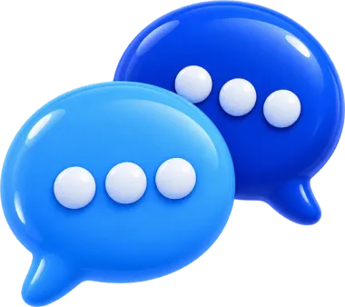 Dois balões de conversa, representando alunos trocando mensagem